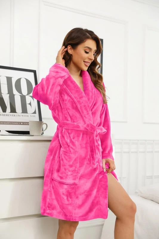 Women's Fleece Robe, Rose