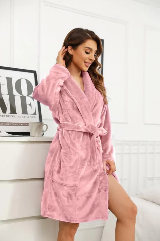 Women's Fleece Robe, Bean Pink