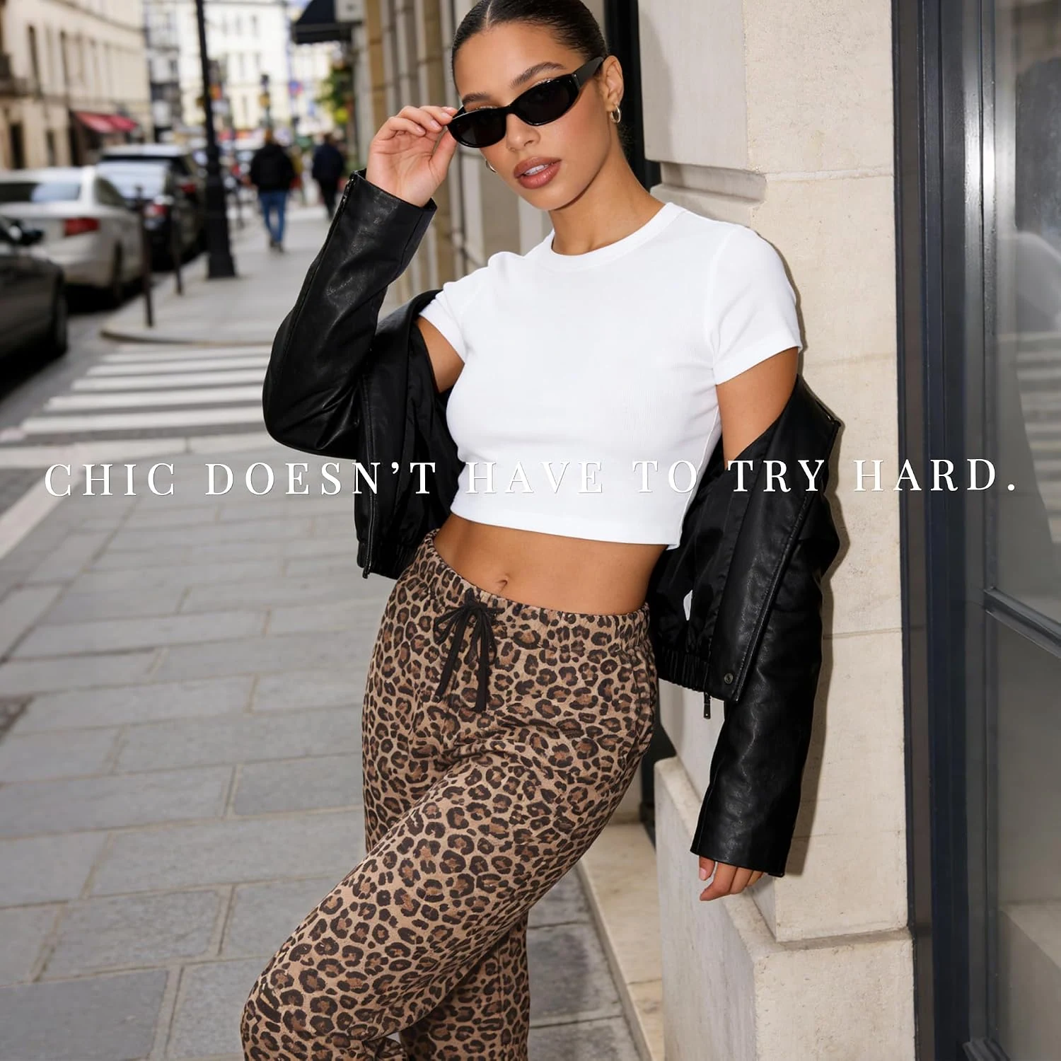 Women's Pajama Pants II, Grey Black Leopard