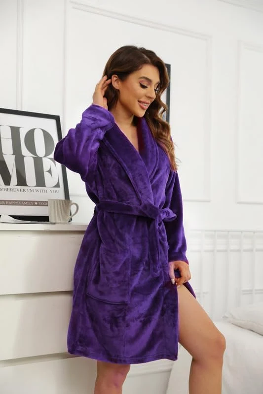 Women's Fleece Robe, Dark Purple