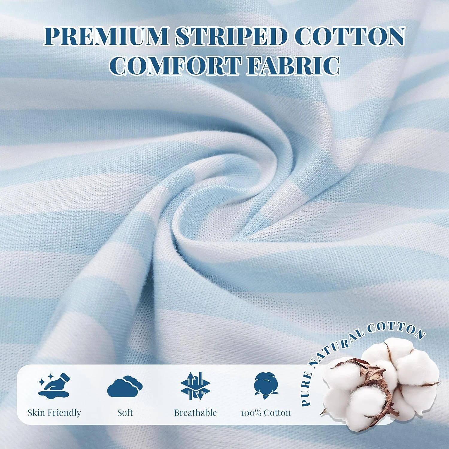 Women's Cotton Pajama Pants II, Blue White Stripe