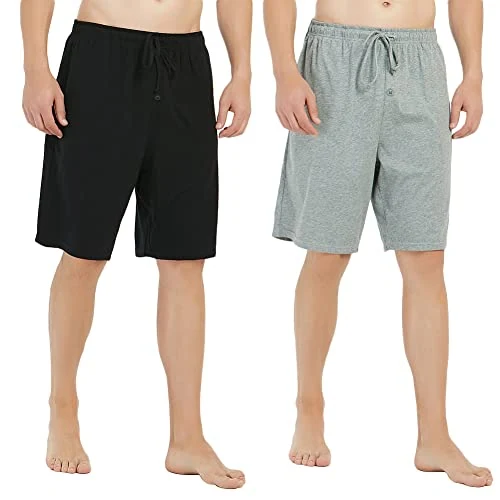 Men's Cotton Lounge Shorts III, Black / Light Grey Melange Shorts