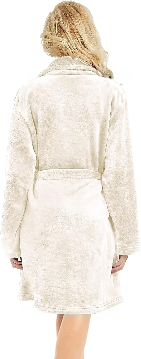 Women's Fleece Robe, Off White