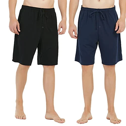Men's Cotton Lounge Shorts III, Black / Navy Shorts