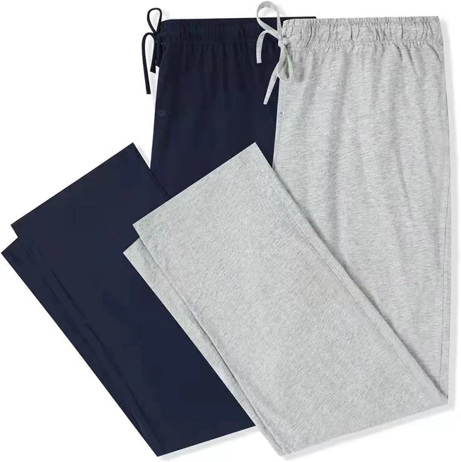 Men's Pajama Pants, Black / Light Grey Melange