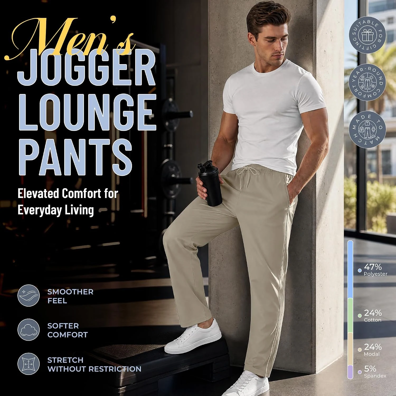 Men's Cotton Joggers II, Beige