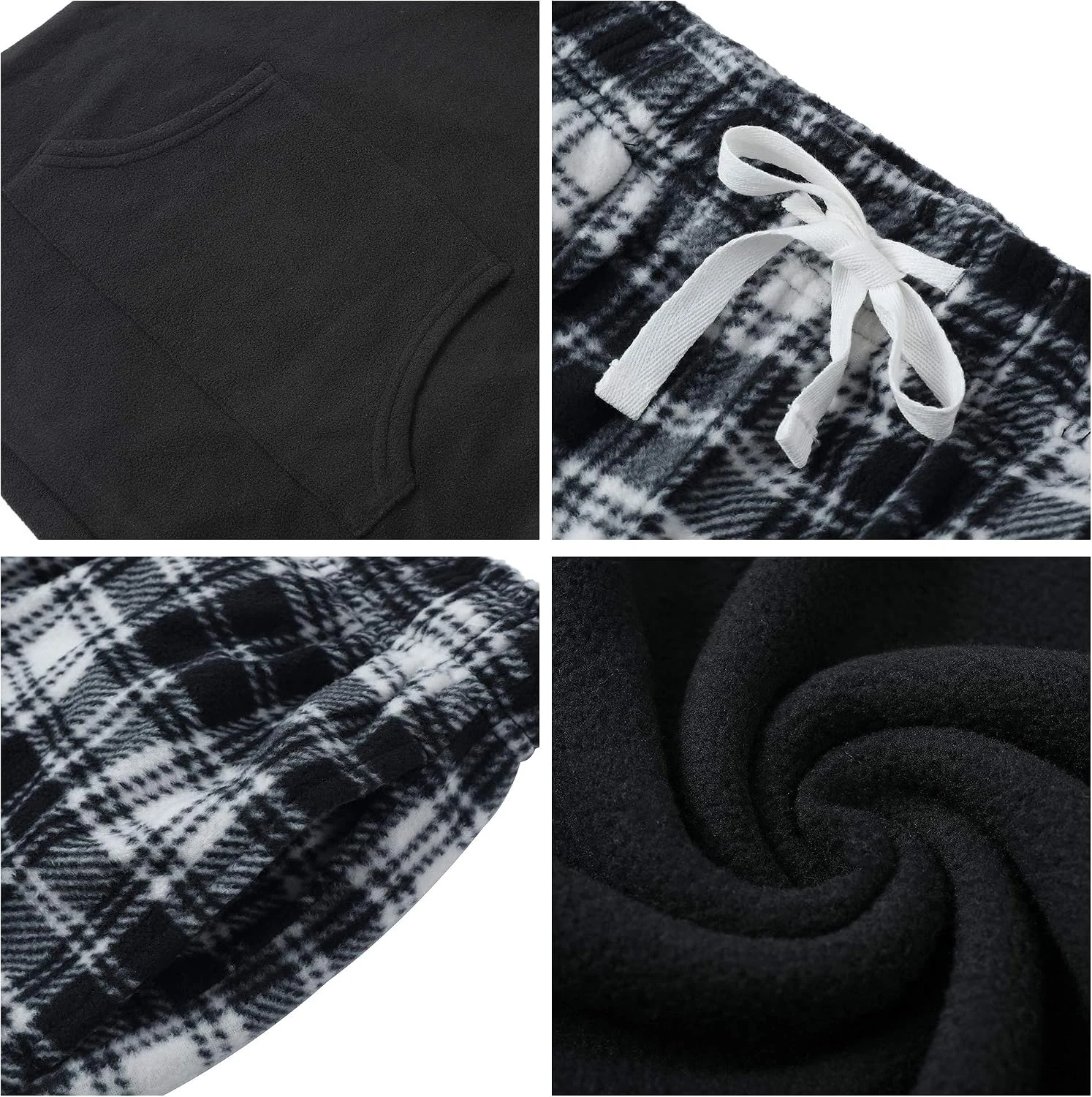 Women's Pajama Set, Black / White Black Plaid