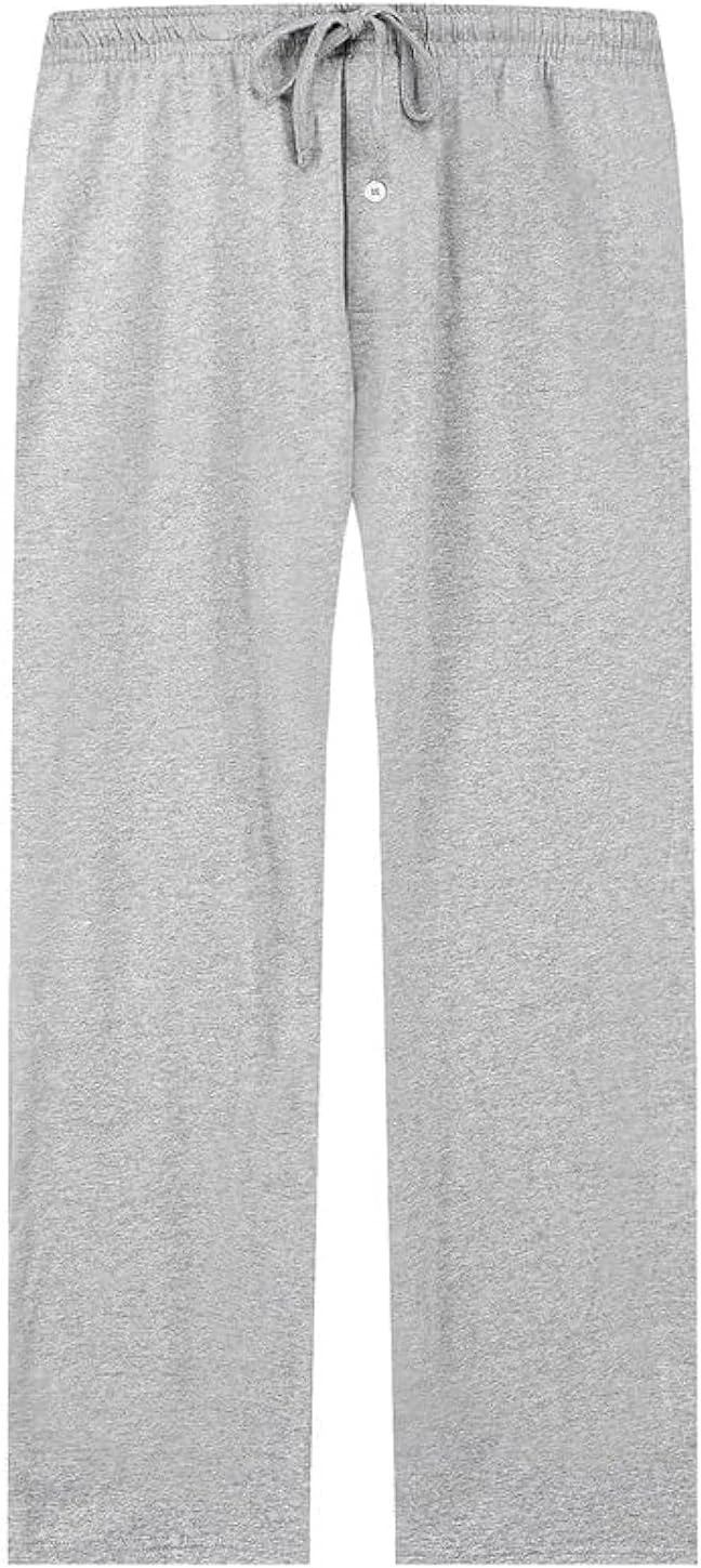 Men's Cotton Pajama Pants, Light Grey Melange.