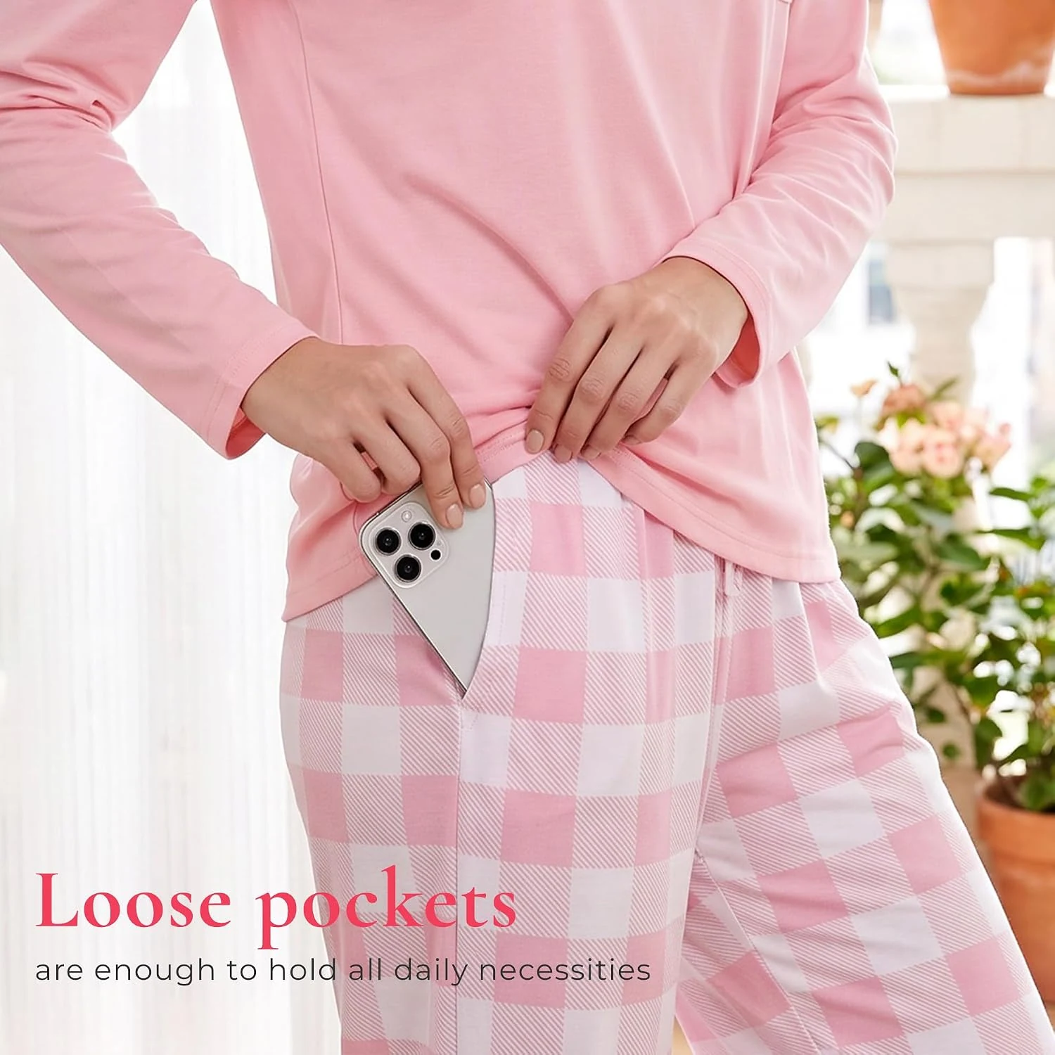 Women's Cotton Pajama Set II, Navy / Navy Blue Plaid