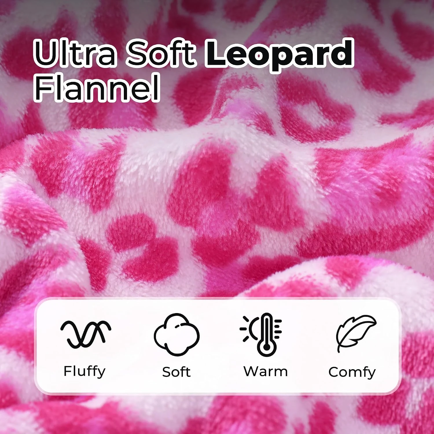 Women's Fleece Robe II, Rose Leopard Light Pink