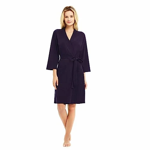 Women's Knit Kimono Robe, Dark Purple